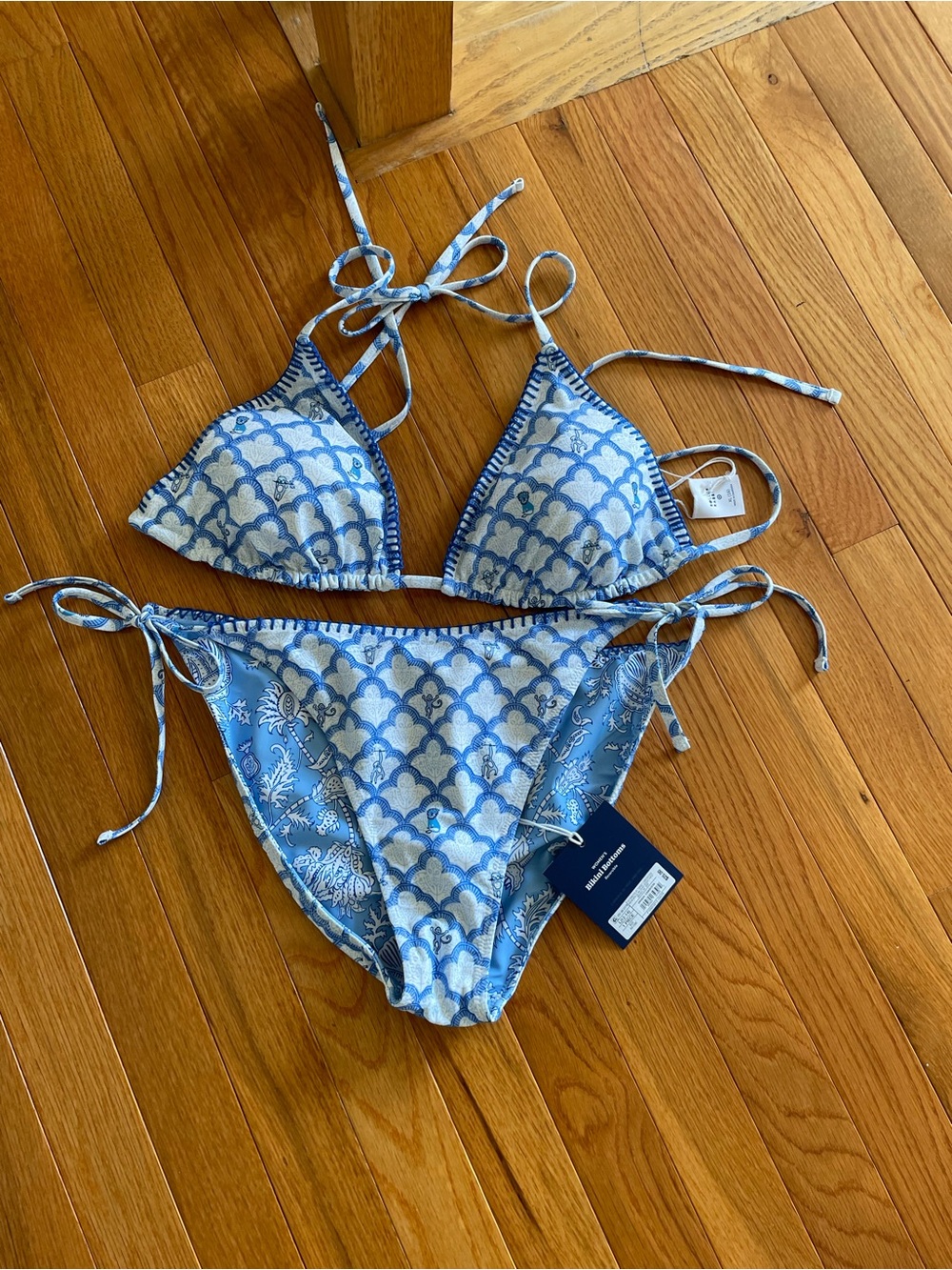Roller Rabbit Target Reversible Women's Bikini Bottoms in Blue Print